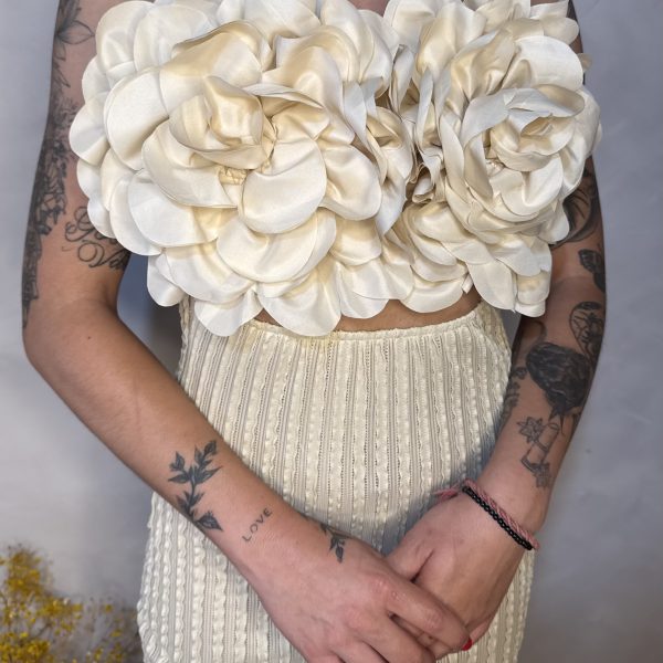 Vestido Beige con rosas